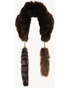 Chloé Bufanda Treasure Tails De Cuero De Borrego - Negro