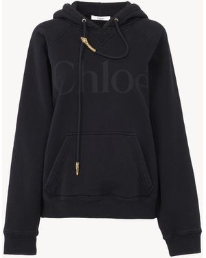 Chloé Felpa Con Cappuccio Ampia Con Logo - Nero
