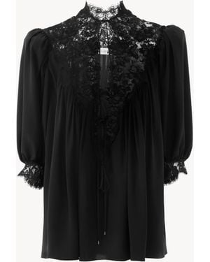 Chloé Fluid Puff-Sleeve Top - Black