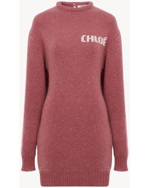 Chloé Long-Sleeve Logo Mini Dress - Red