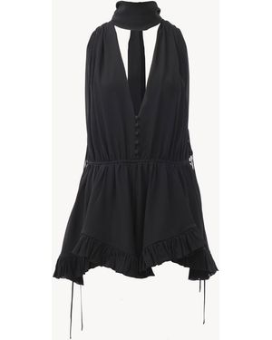 Chloé Jumpsuit mit V-Ausschnitt aus Seidengeorgette - Blau