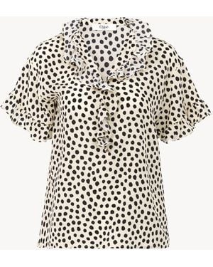 Chloé Short-Sleeve Ruffled Top - White
