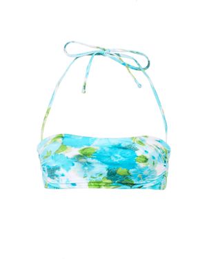 Chloé Aqua Flower-Print Halterneck Bikini Top - Blue