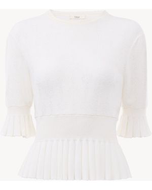Chloé Cropped Ruffle Jumper - White