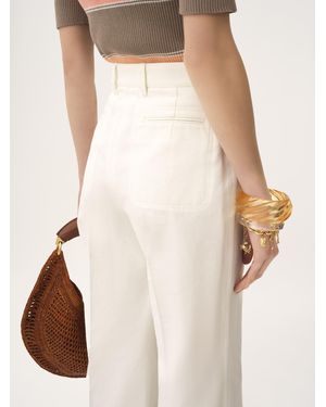 Chloé High-rise Flared Pants In Cotton Canvas - Natural