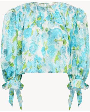 Chloé Gathered Cropped Top - Blue