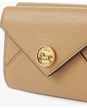 Chloé Small Envelope Tri-fold In Grained Leather - Natural