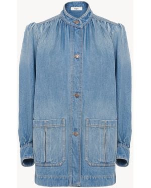 Chloé Giacca Arricciata A Collo Alto - Blu