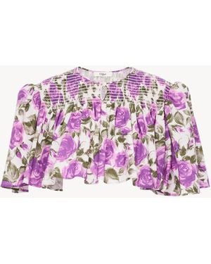 Chloé Gathered Cropped Top - Purple
