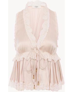 Chloé Tie-Front Sleeveless Top - Pink