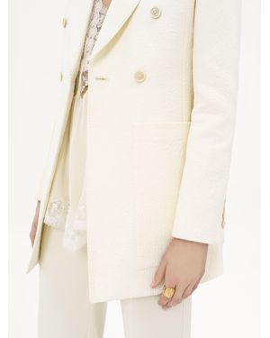 Chloé Tailored Jacket In Cotton-mix Jacquard - Natural