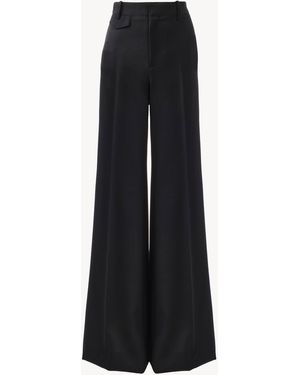 Chloé High-rise Flared Trousers In Wool Grain De Poudre - Black