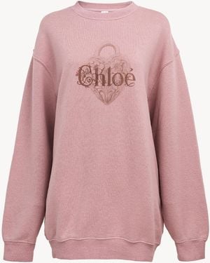 Chloé Jersey Oversize Con Logotipo De Felpa Jaspeada - Rosa