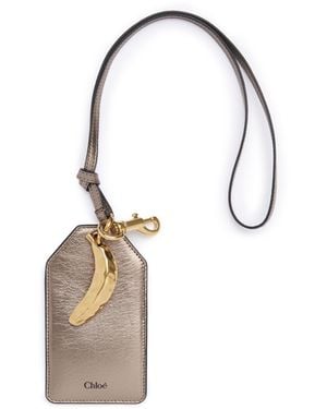 Chloé Chloé Symbols Banana Tag In Metallized Leather - White