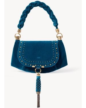 Chloé Borsa Hobo Marcie Foulard Piccola - Blu