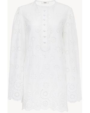 Chloé Long-Sleeve Mini Dress - White
