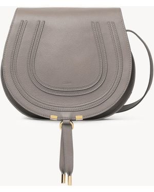 Chloé Marcie Saddle Bag Grained Leather - Grey