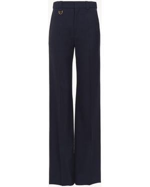 Chloé Pantalon De Tailleur Style Garçonne En Laine Stretch - Bleu