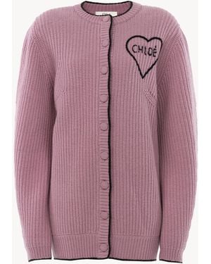 Chloé Generous Logo Cardigan - Purple