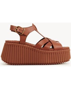 Chloé Nama Wedge Sandal - Brown