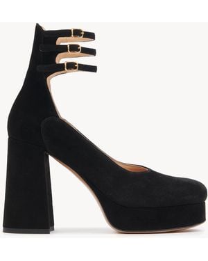 Chloé Suede Leather Court Shoes - Black