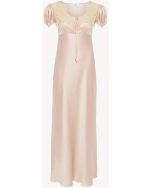 Chloé Puff-Sleeve Column Dress - Natural