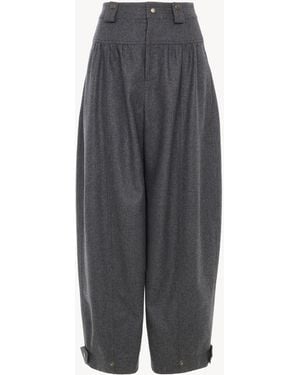 Chloé Tonnenförmig Geschnittene Hose Aus Woll-Kaschmir-Flanell Mit Hoher Leibhöhe - Grau
