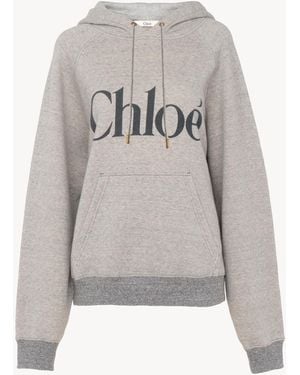 Chloé Sudadera Oversize Con Capucha Y Logotipo De Mezcla De Felpa De Algodón - Gris