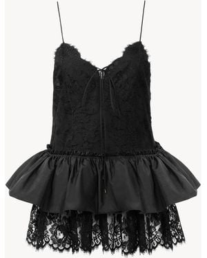 Chloé Thin-Strap Ruffle Top - Black