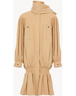 Chloé Gabardina De Cuello Alto Fruncida De Popelina De Algodón - Neutro