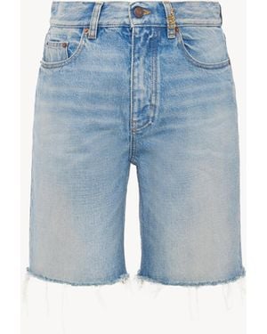 Chloé Pantalones Cortos De Talle Alto De Tejido Vaquero - Azul