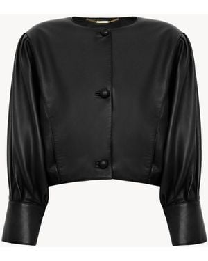 Chloé Cropped Blouson Leather Jacket - Black