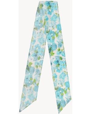 Chloé Wild Flowers Bandeau-Schal Aus Seidengeorgette - Blau