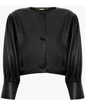 Chloé Cropped Blouson Leather Jacket - Black