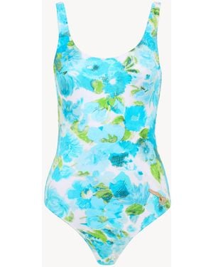 Chloé Aqua Flower-Print One-Piece Swimsuit - Blue