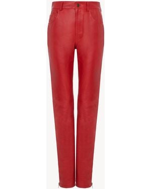 Chloé Schmal Geschnittene Hose Aus Leder - Rot