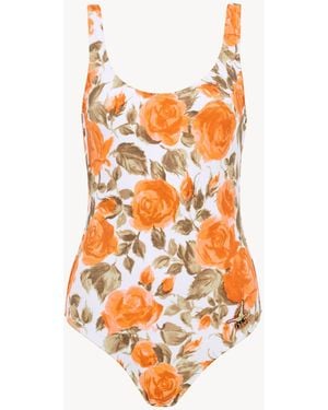 Chloé Rose-Print One-Piece Swimsuit - Orange