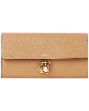 Chloé Charms Long Wallet With Flap - Natural