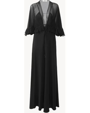 Chloé V-neck Long Dress In Crêpe Satin - Black