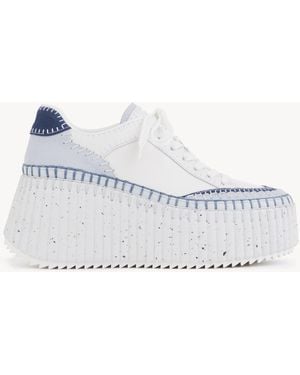 Chloé Sneaker Con Zeppa Nama Blu Taglia 100% Pelle Di Bovino