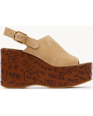 Chloé Wedge Sandals "Maxime" - Brown