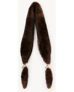 Chloé Bufanda Chain Tails De Cuero De Borrego - Negro
