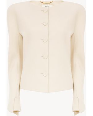 Chloé Collarless Fitted Jacket - Natural