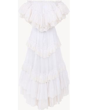 Chloé Abito Lungo Con Volant - Bianco