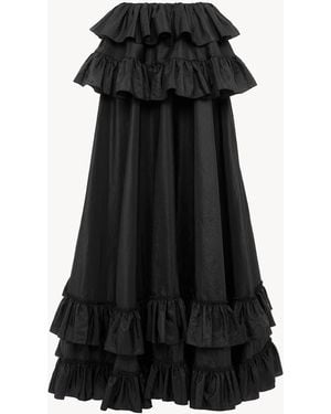 Chloé Maxifalda Estratificada De Tafetán De Seda Lavada - Negro