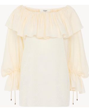 Chloé Top Fluido Con Volant - Neutro