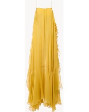 Chloé Vestido Largo Sin Mangas De Muselina De Seda - Amarillo