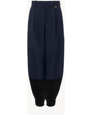 Chloé Tonnenförmig Geschnittene Hose Aus Wollkrepp Und Wildleder Mit Hoher Leibhöhe - Blau