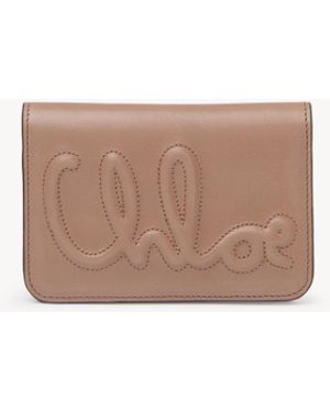 Chloé Tarjetero Monedero C De Cuero Brillante Rosa 100% Piel De Ternera - Blanco