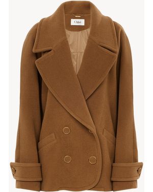 Chloé Double-Breasted Short Coat - Brown